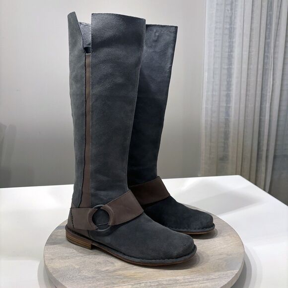 Olukai Women's Holo Lio ll Gray Leather High Riding Boots Western Bohemian Sz 9 - Picture 1 of 15